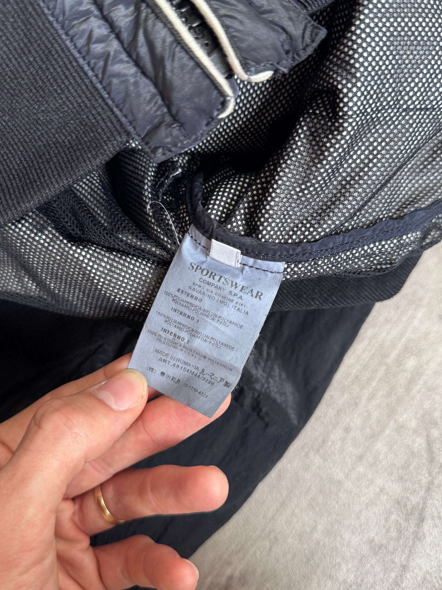 Stone Island S/S 2008 Crinkle Shimmer Nylon Navy Bomber Jacket
