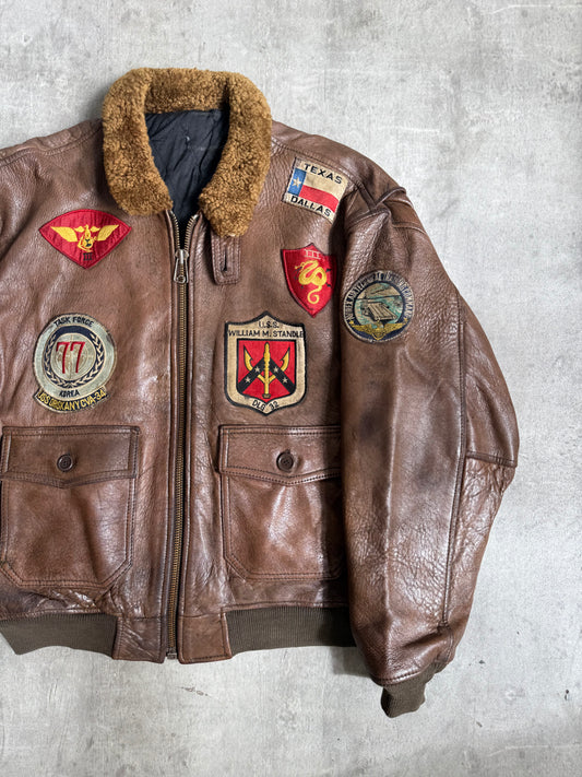 1980s Avirex G-1 Patchwork Leather Flight Jacket