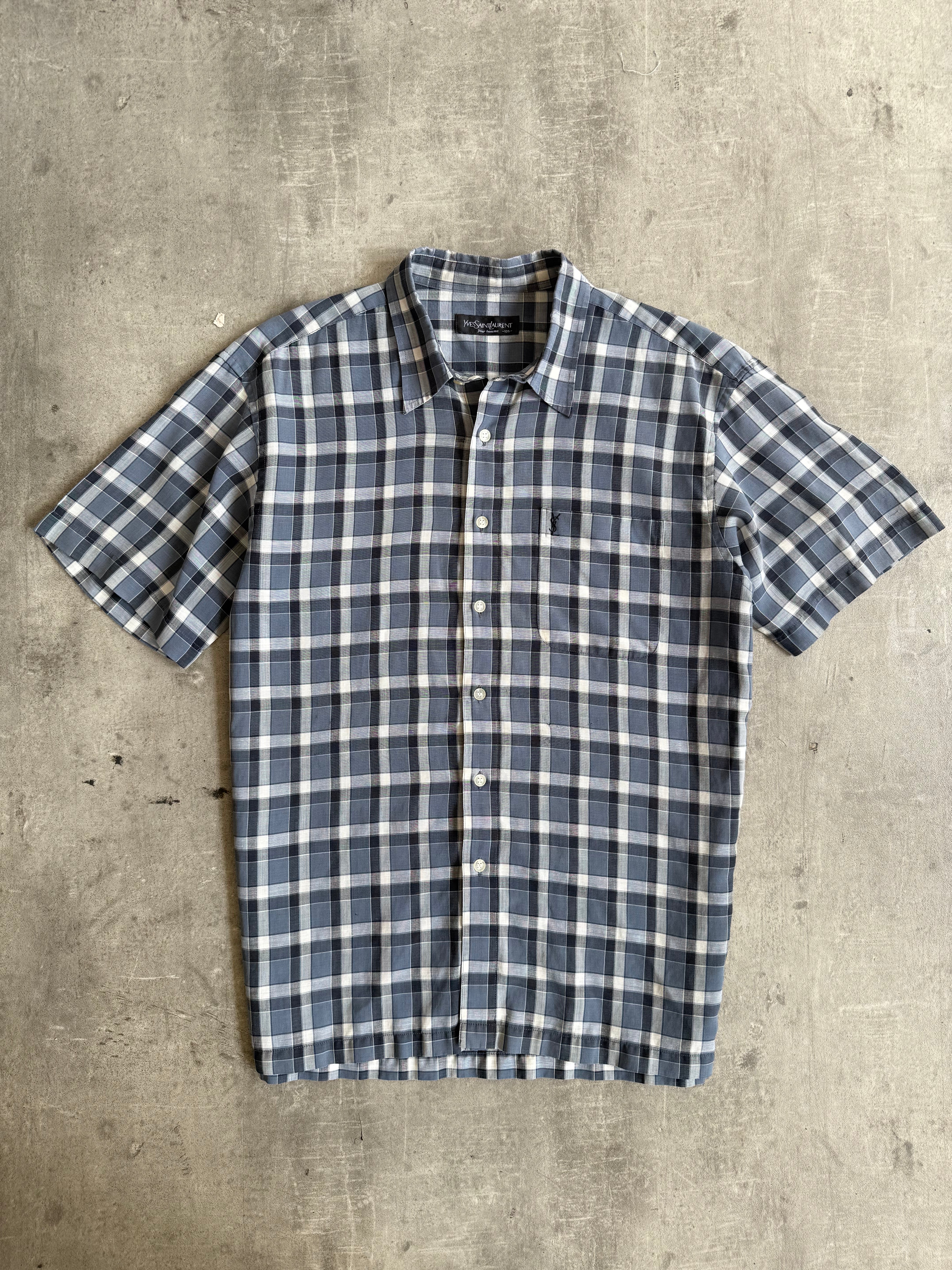 Yves Saint Laurent Tonal Blue Check SS Shirt – Vintage