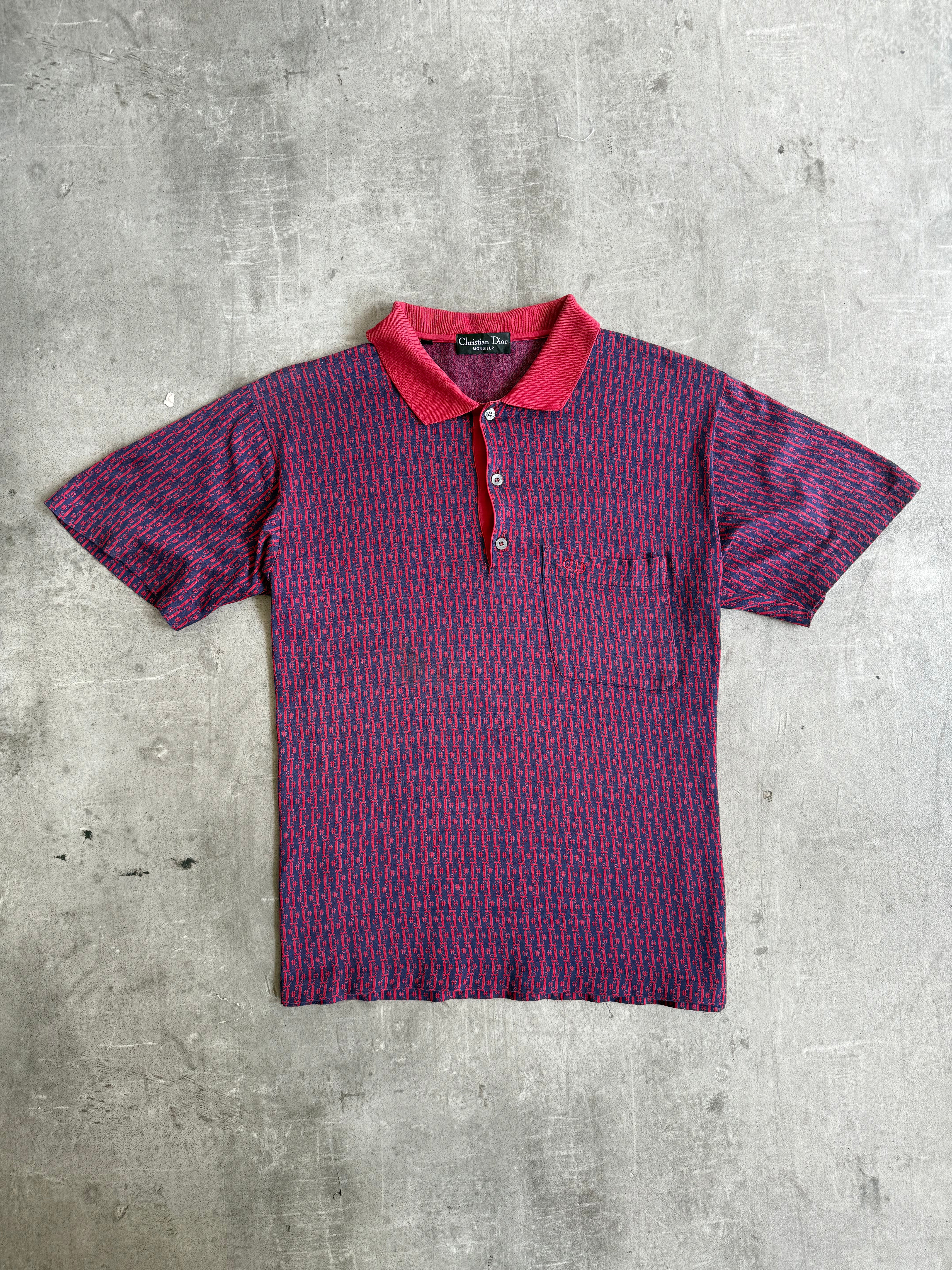 1990s Christian Dior Red Jacquard SS Polo Shirt – Vintage