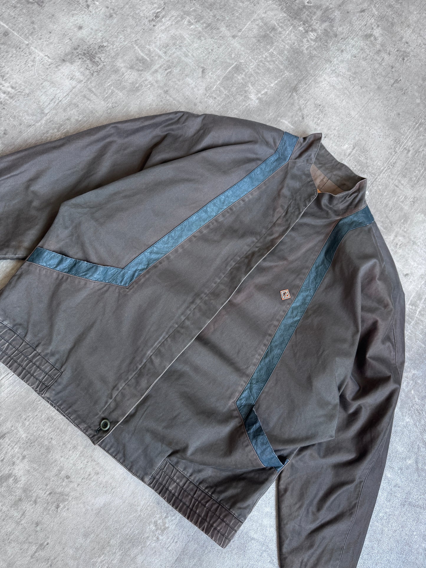 1980s Christian Dior Sports Leather Trim Batwing Sleeve Jacket