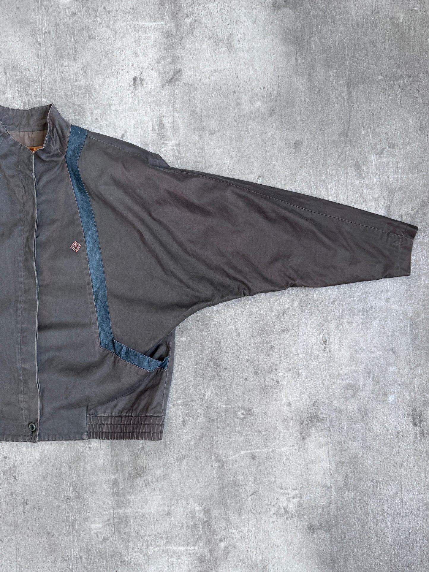 1980s Christian Dior Sports Leather Trim Batwing Sleeve Jacket