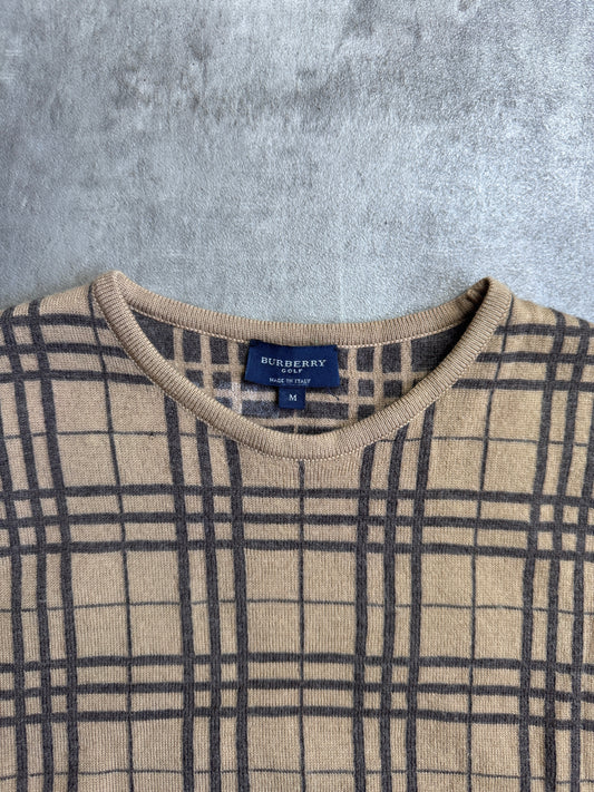 Burberry Golf Beige Check Knitted Sweater Vest
