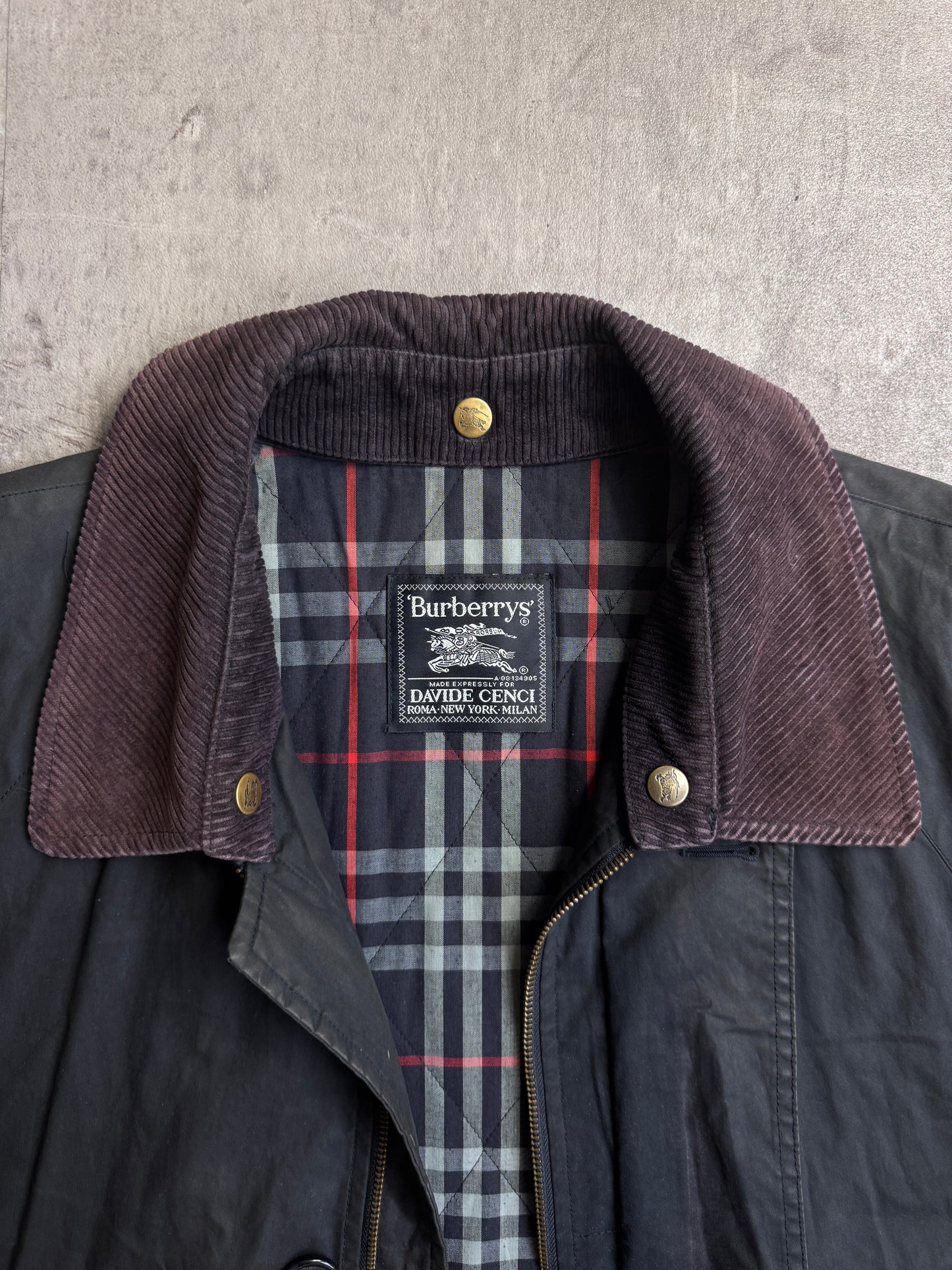 Burberry Nova Check Lined Wax Coated Overcoat