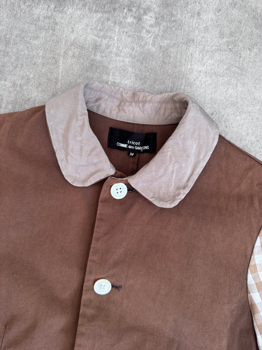 Comme Des Garcons Gingham Sleeve Button Down Lightweight Jacket