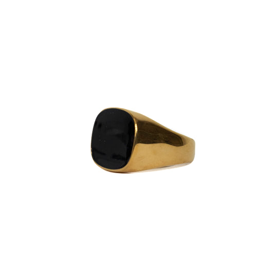 Gold Black Square Ring