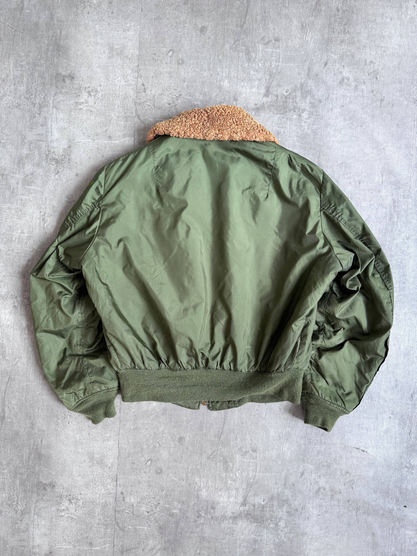 1980's Avirex B-15 Boucle Collar Khaki Military Flight Bomber Jacket