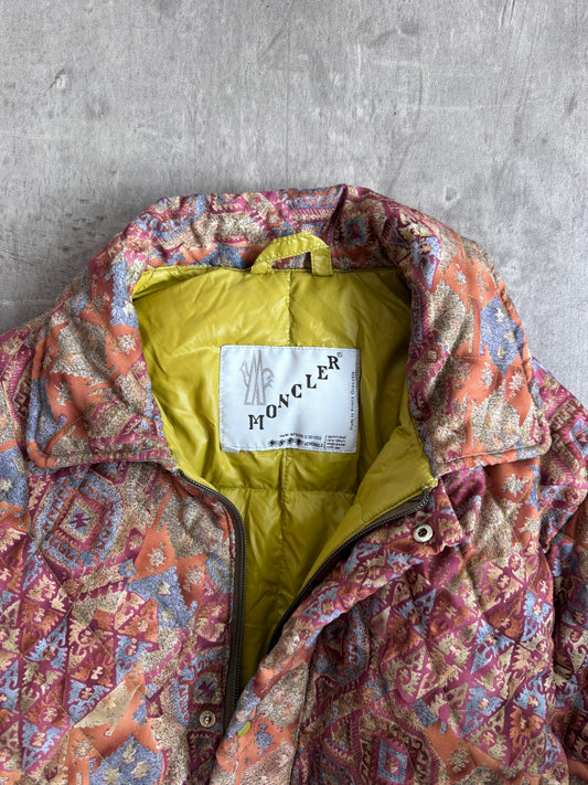 1980's Moncler Diamond Down Quilt Tapestry Ski Jacket