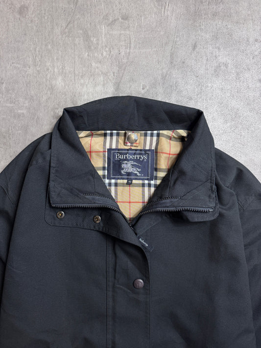 1990's Burberry Black Lightweight Nova Check M65 Tech Parka