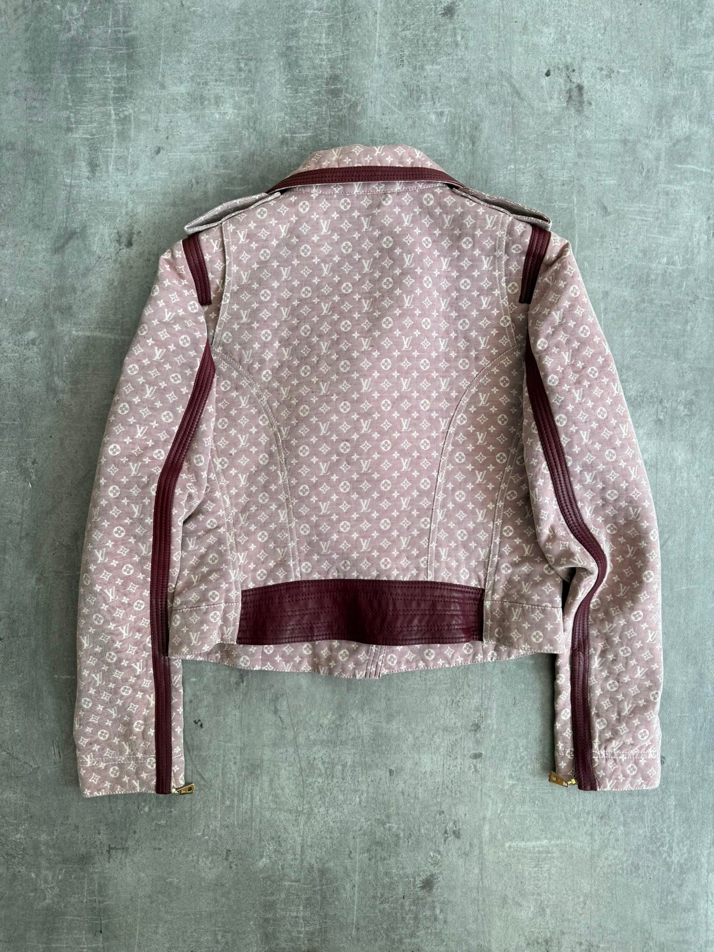 Louis Vuitton Lambskin Trim Dust Pink Monogram Biker Jacket