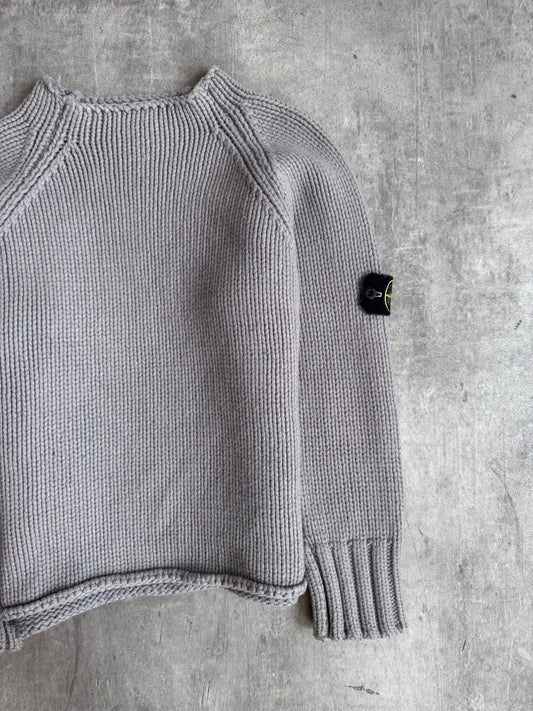 A/W 2000 Stone Island Paul Harvey Grey Chunky Knit Wool Sweater