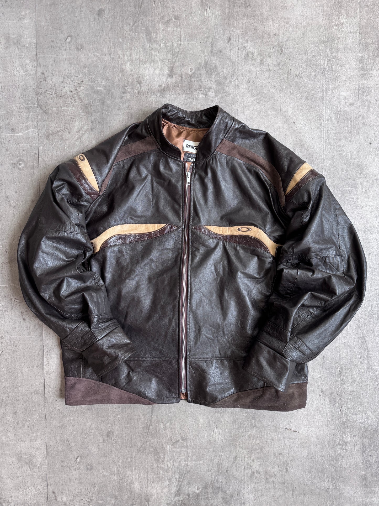VT Rework: Oakley Brown Leather Zip Up Jacket