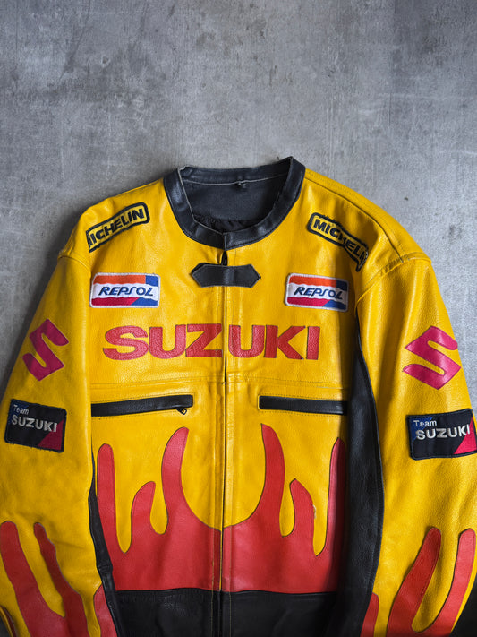Suzuki Motorsport Colourblock Leather Racer Jacket