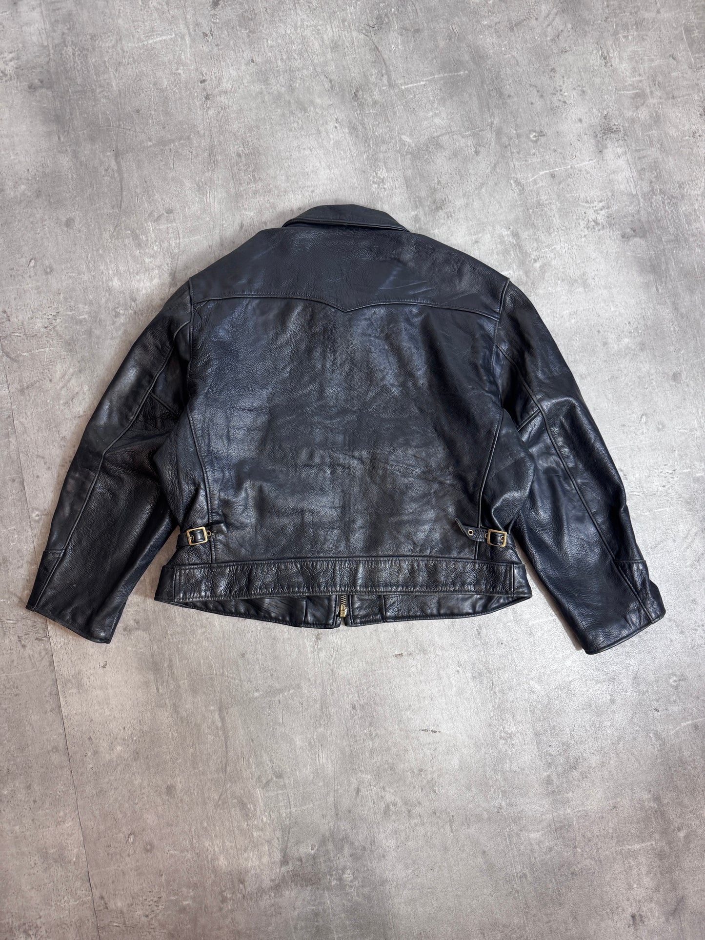 Schott "Highwayman" Black Leather Bomber Jacket