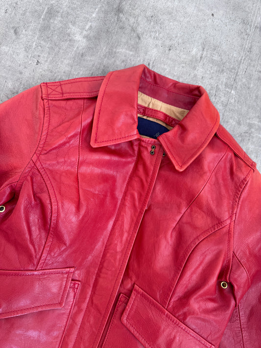 Avirex Red Leather Moto Jacket