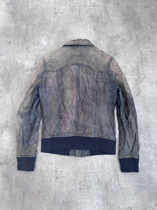 D&G Khaki Leather Moto Jacket