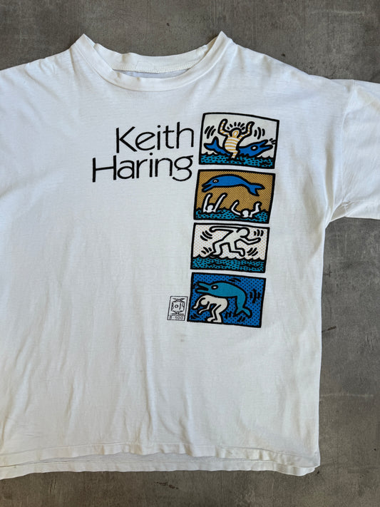 1990 Keith Haring Dolphin & Human Single Stitch Graphic Tee