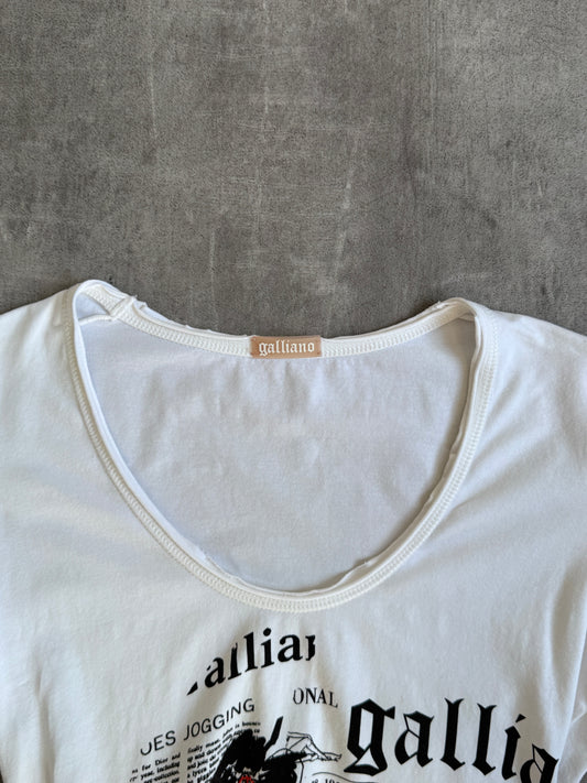 John Galliano Newspaper Union Jack Graphic Print V Neck Tee