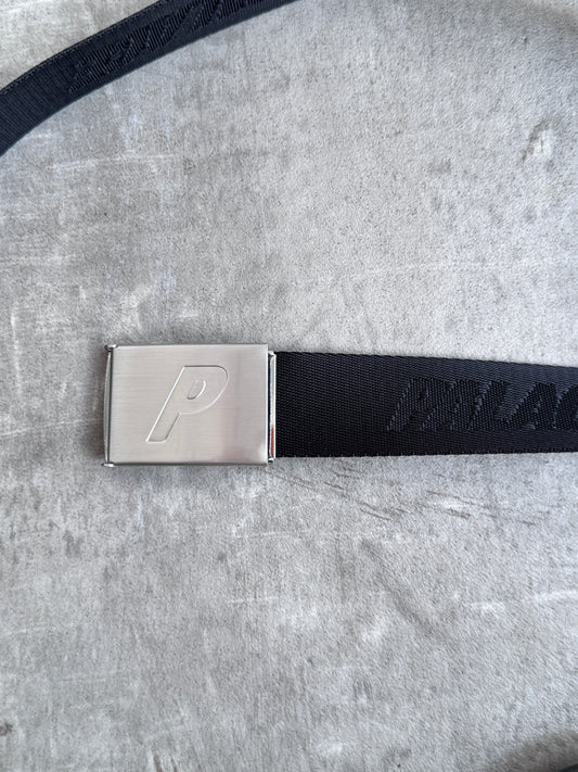 Palace Silver Logo Buckle Black Nylon Skate Belt