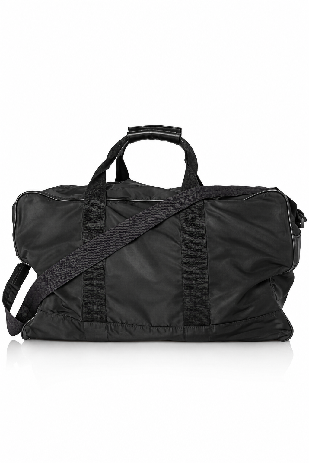 Prada Tessuto Nylon Leather Strap Detailed Duffle Bag