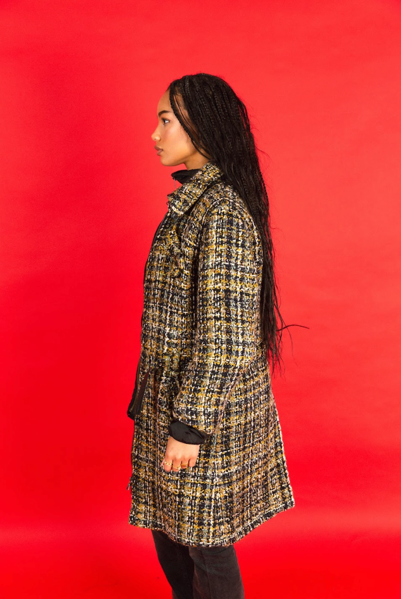 2000's Prada Bouclé Tweed Double Lined Belted Overcoat
