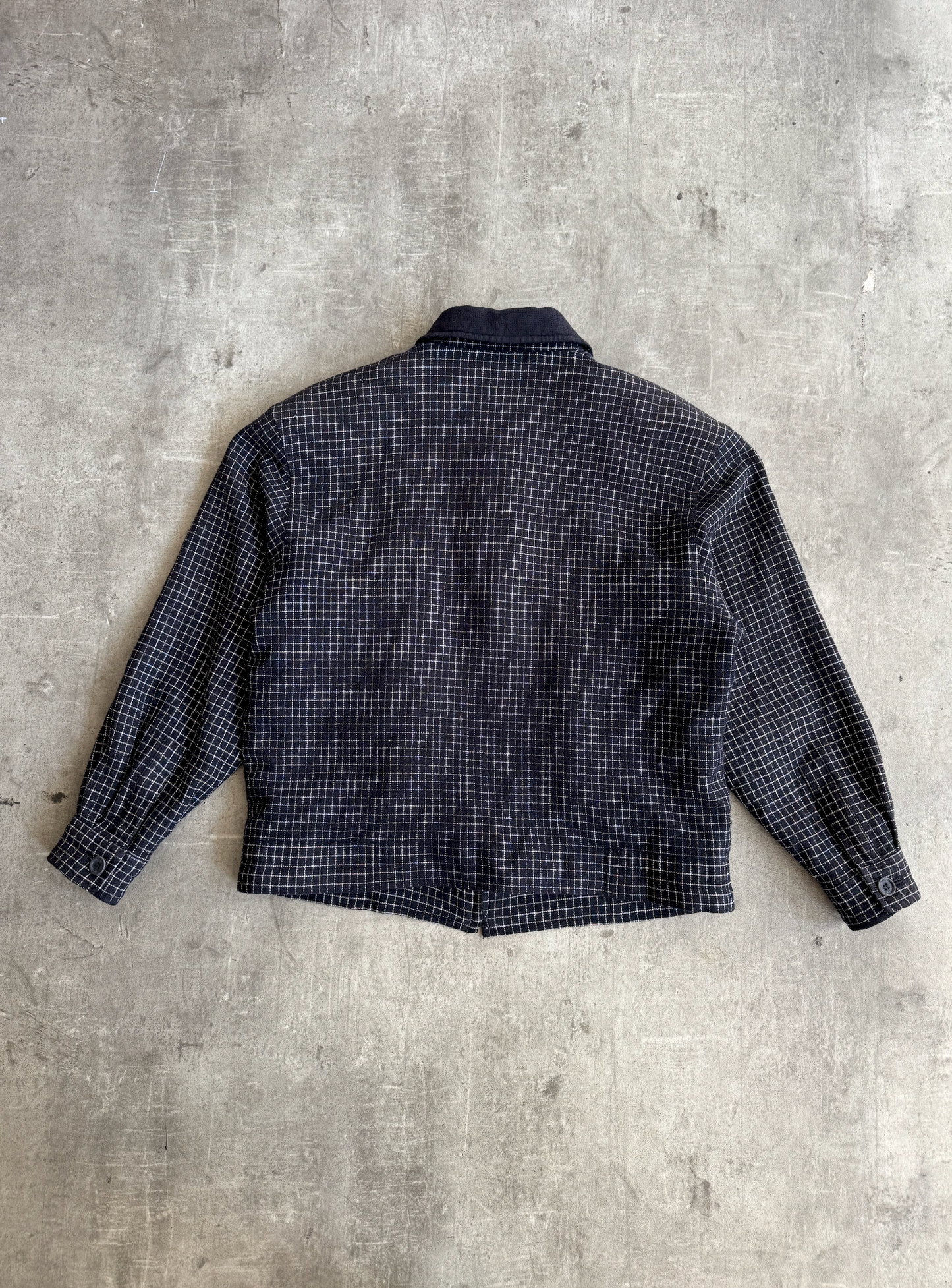Yves Saint Laurent Navy Check Wool Blouson