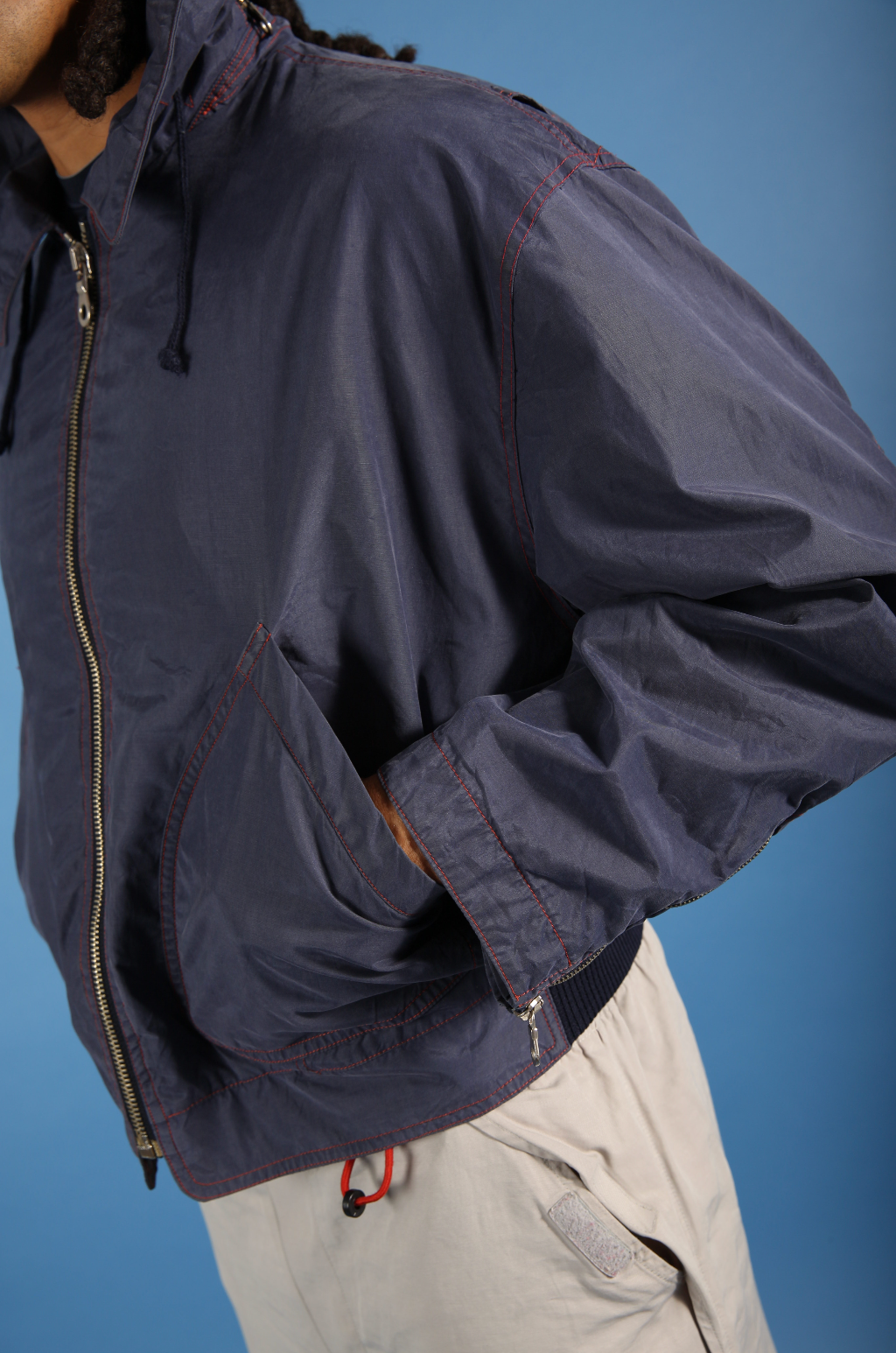 1990s Emporio Armani Washed Navy Contrast Stitch Blouson