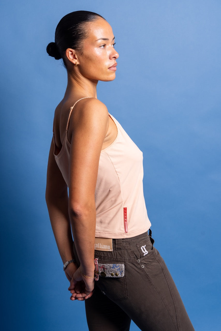 Prada Salmon Nylon Pocket Utilty Cami Top