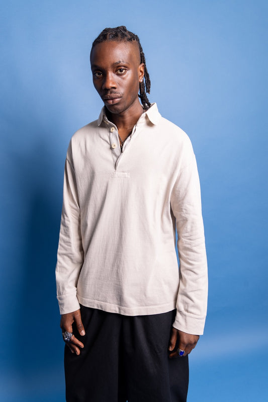 S/S 2002 Stone Island Beige Quarter Button Compass Backed Pullover