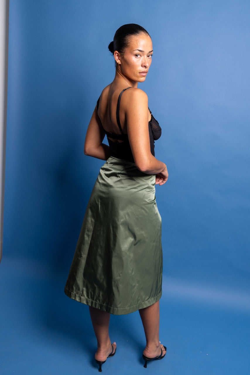 S/S 2001 Junya Watanabe x Comme Des Garçons Khaki Poly Midi Skirt SC: 5782