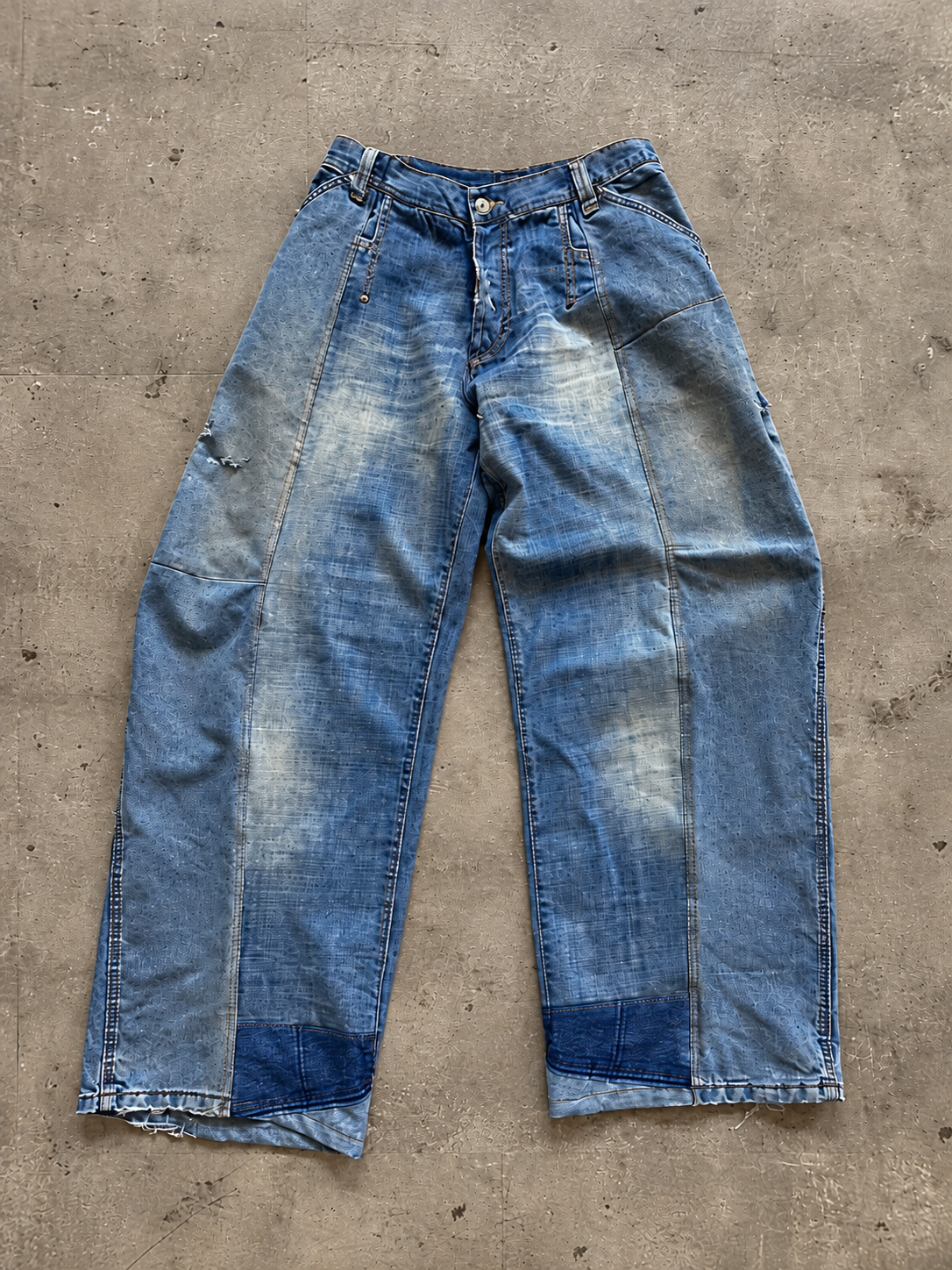 VT Rework : Custom Order - Patchwork Unisex Barrel Leg Jeans