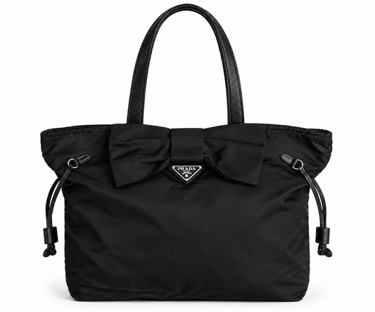 Prada Tessuto Tassled Nylon Black Tote Bag