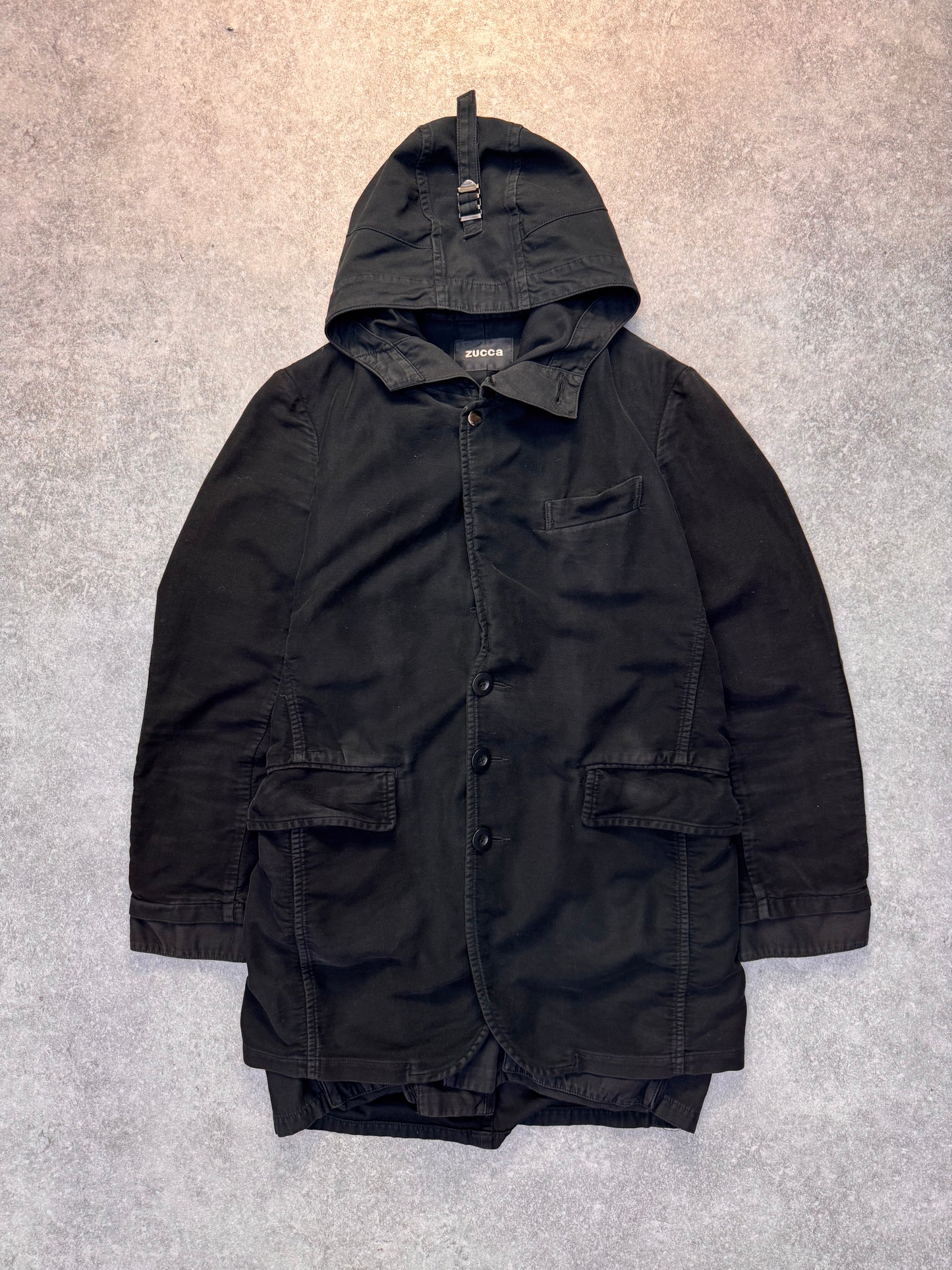 Zucca Double Layrered Buckled Hooded Parka Jacket
