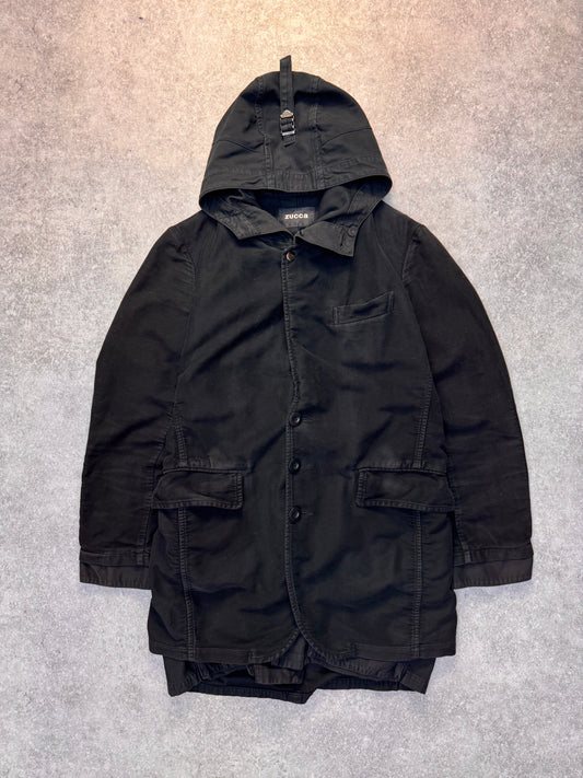 Zucca Double Layrered Buckled Hooded Parka Jacket