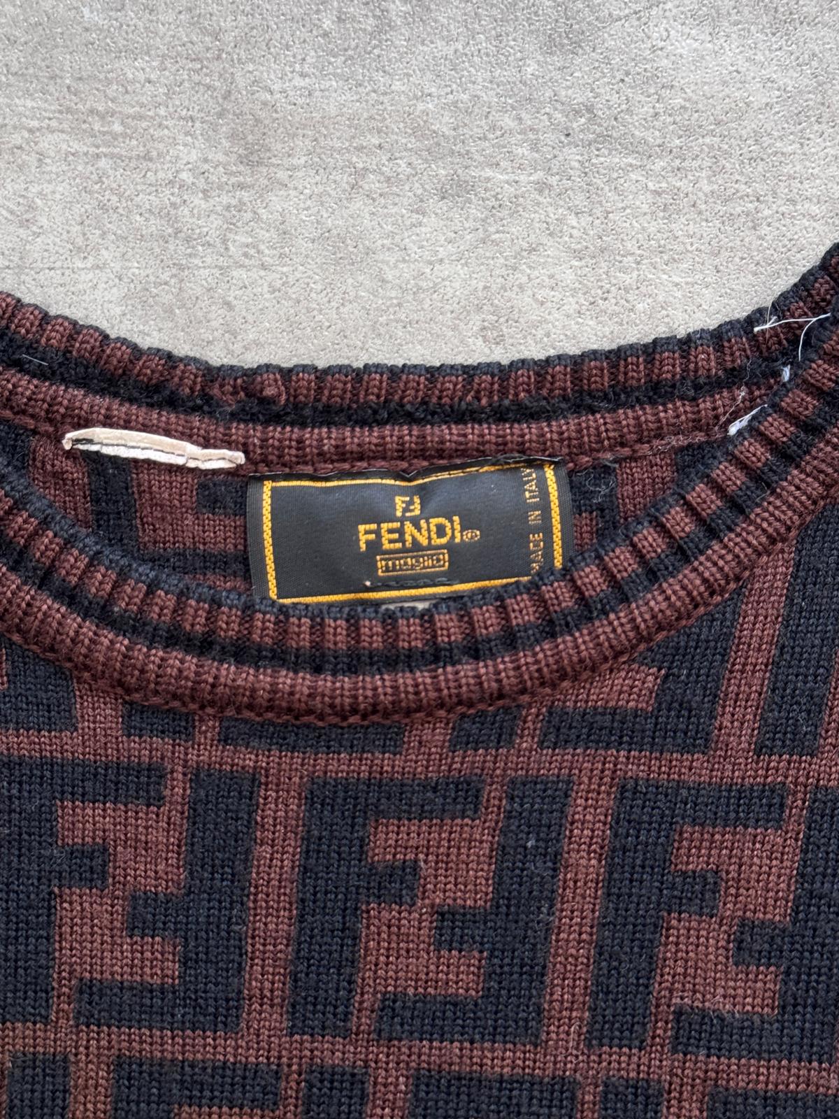 1990's Fendi Monogram Brown Double Face Wool Sweater (Sold As Seen)