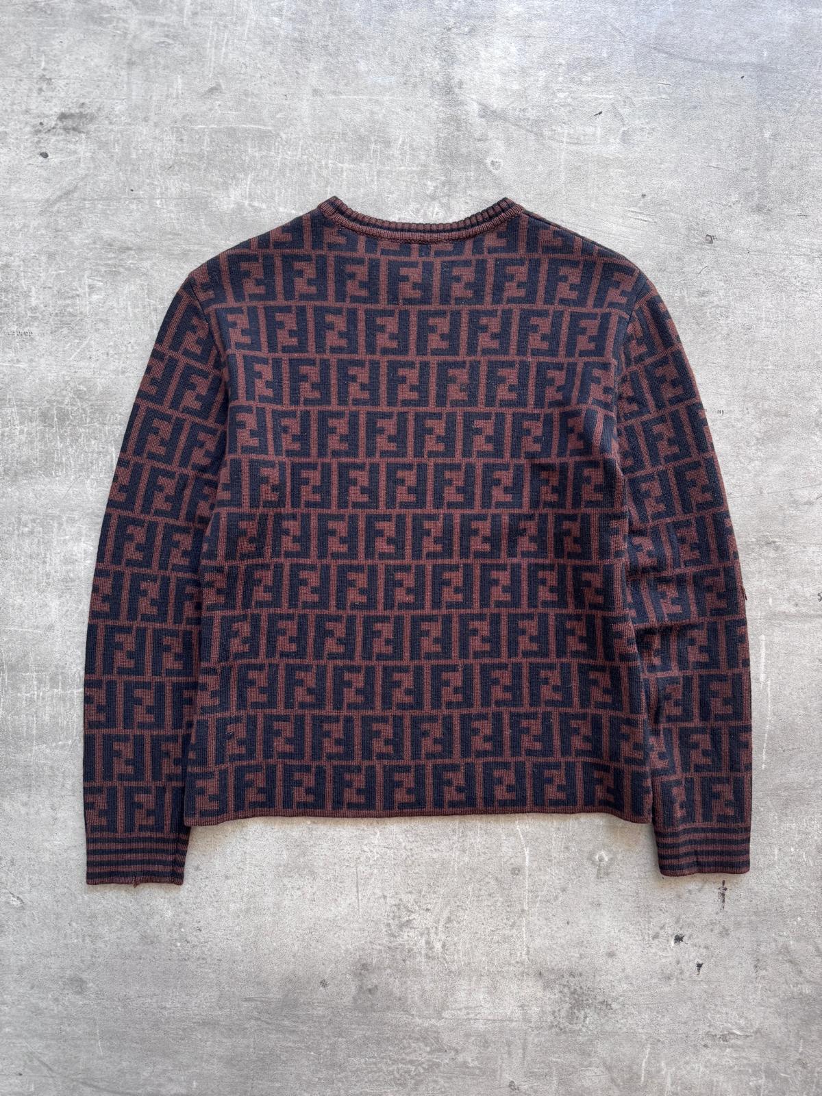 1990's Fendi Monogram Brown Double Face Wool Sweater (Sold As Seen)