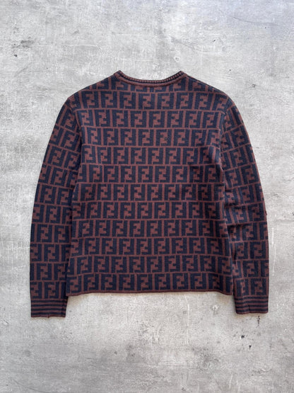 1990's Fendi Monogram Brown Double Face Wool Sweater (Sold As Seen)