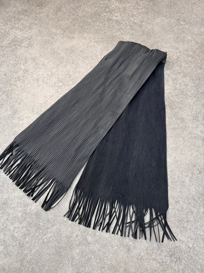 Issey Miyake Pleated Leather Fringe Scarf