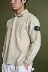 1990s Stone Island Beige Soft Wool Quarter Zip Sweater