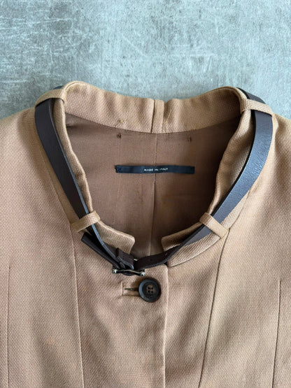 2010 Gucci Belted Mandarin Collar Tailored Blazer Jacket