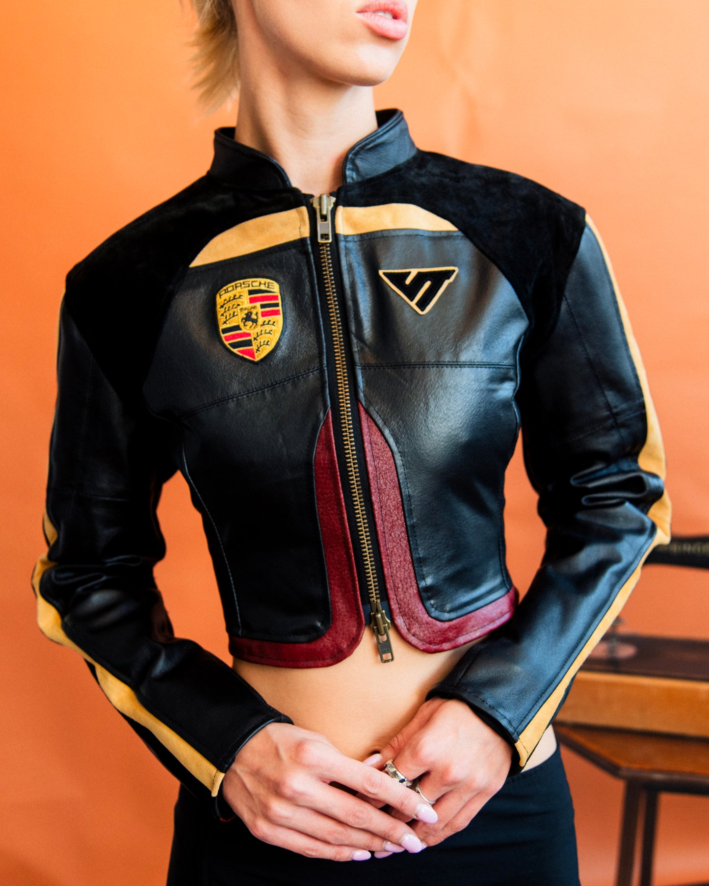 VT Rework : Porsche Suede Panel Double Zip Racing Jacket