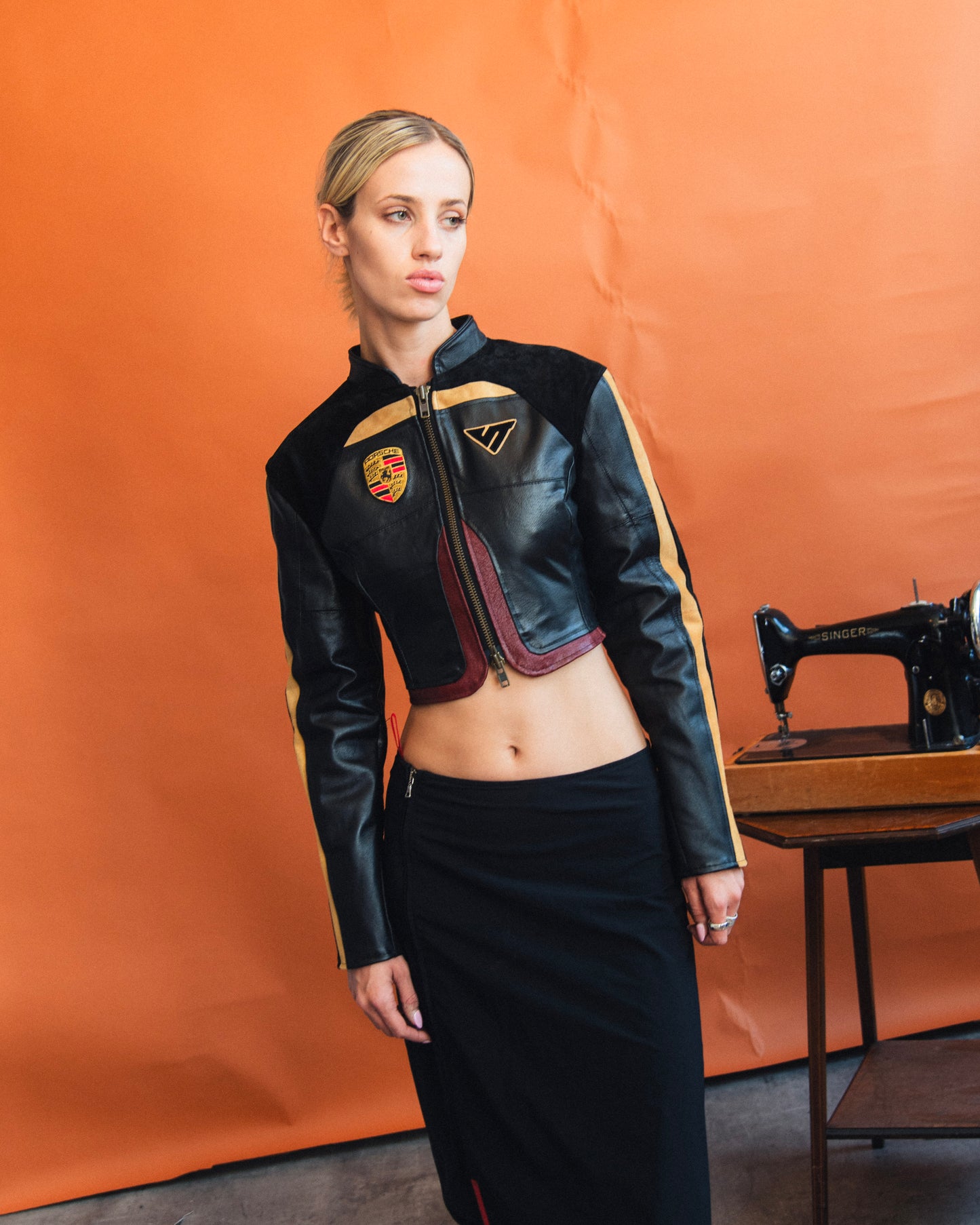 VT Rework : Porsche Suede Panel Double Zip Racing Jacket
