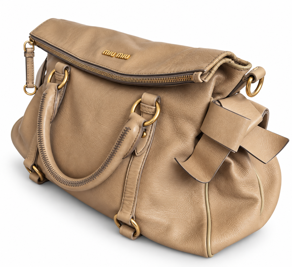 Miu Miu Vitello Lux Side Bow Handbag