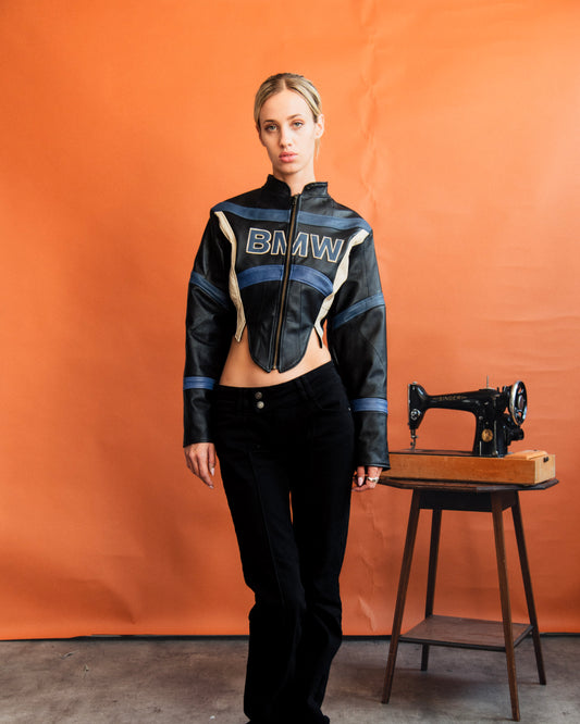 VT Rework: BMW Racing Stripe Cropped Leather Blouson