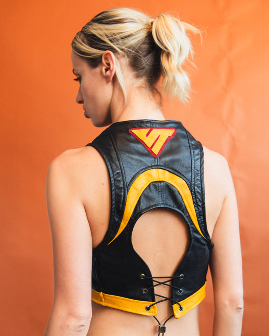 VT Rework : Porsche Corset Back Leather Gilet