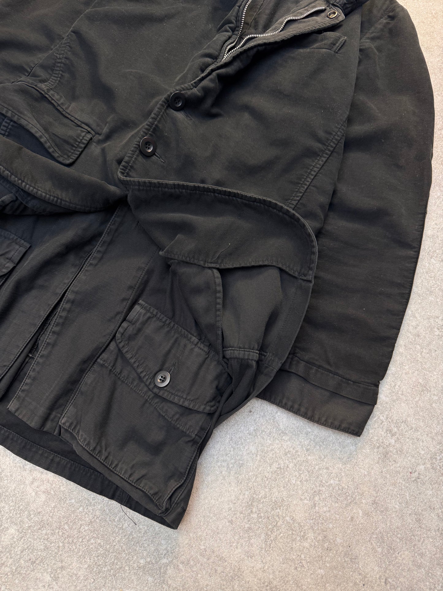Zucca Double Layrered Buckled Hooded Parka Jacket