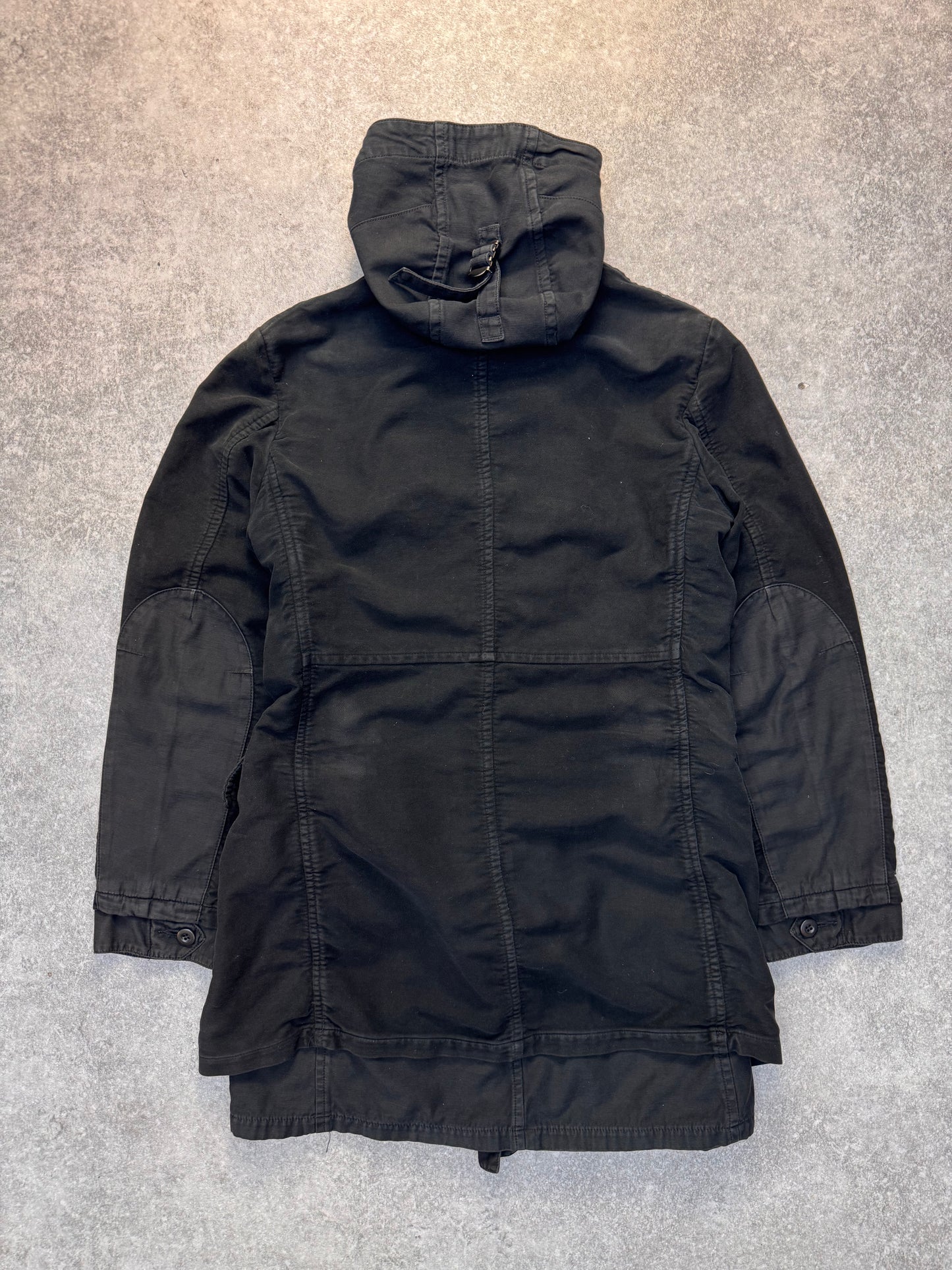 Zucca Double Layrered Buckled Hooded Parka Jacket