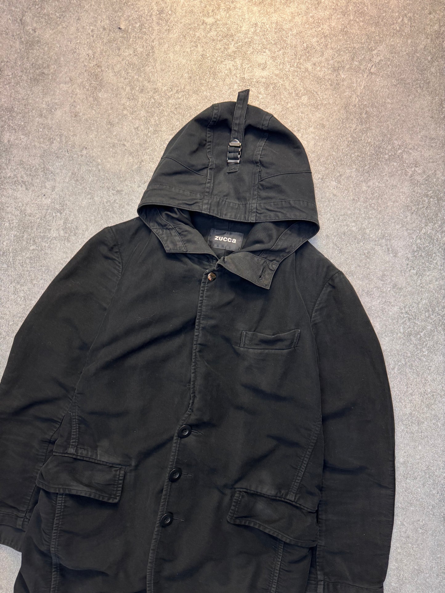 Zucca Double Layrered Buckled Hooded Parka Jacket