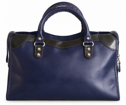 Balenciaga Navy Firm Leather City Bag