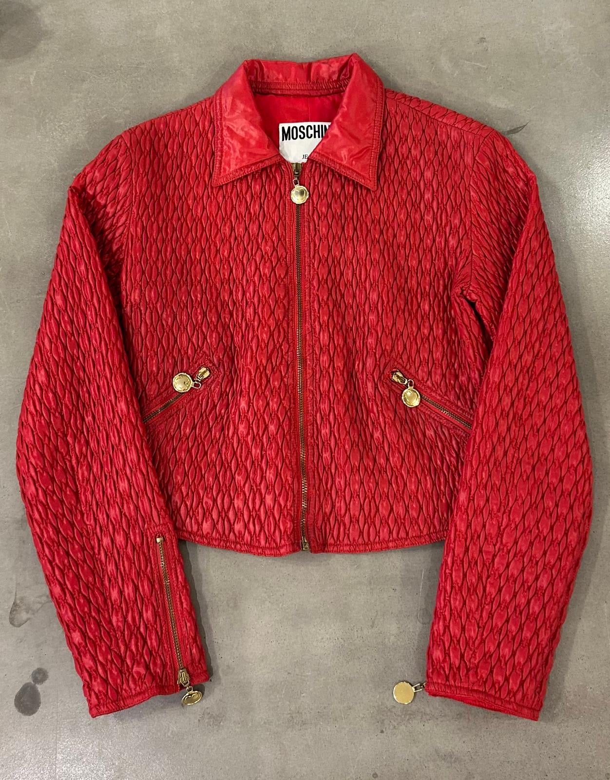 Moschino Jeans Red Scrunched Jacket